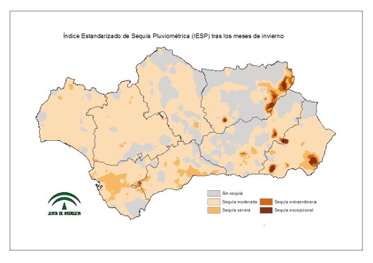 Intensidad de la sequía pluviométrica tras los meses de invierno