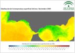 Ampliar mapa, temperatura superficial del mar (SST). Noviembre 2009
