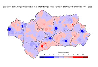 Desviaciones de la temperatura media respecto a la normal