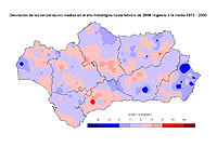 Desviaciones de la temperatura media respecto a la normal