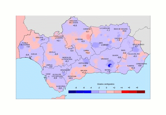 Amplia en nueva ventana: Desviación de las temperaturas medias en primavera respecto a la media del periodo 1971 - 2000