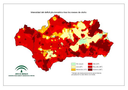 Intensidad de la sequía pluviométrica tras los meses de otoño