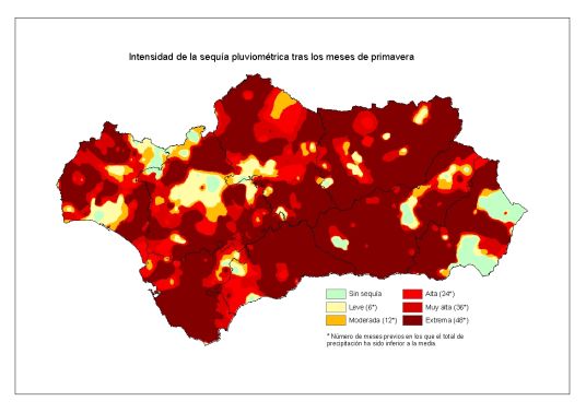 Amplia en nueva ventana: Intensidad de la sequía pluviométrica tras los meses de primavera