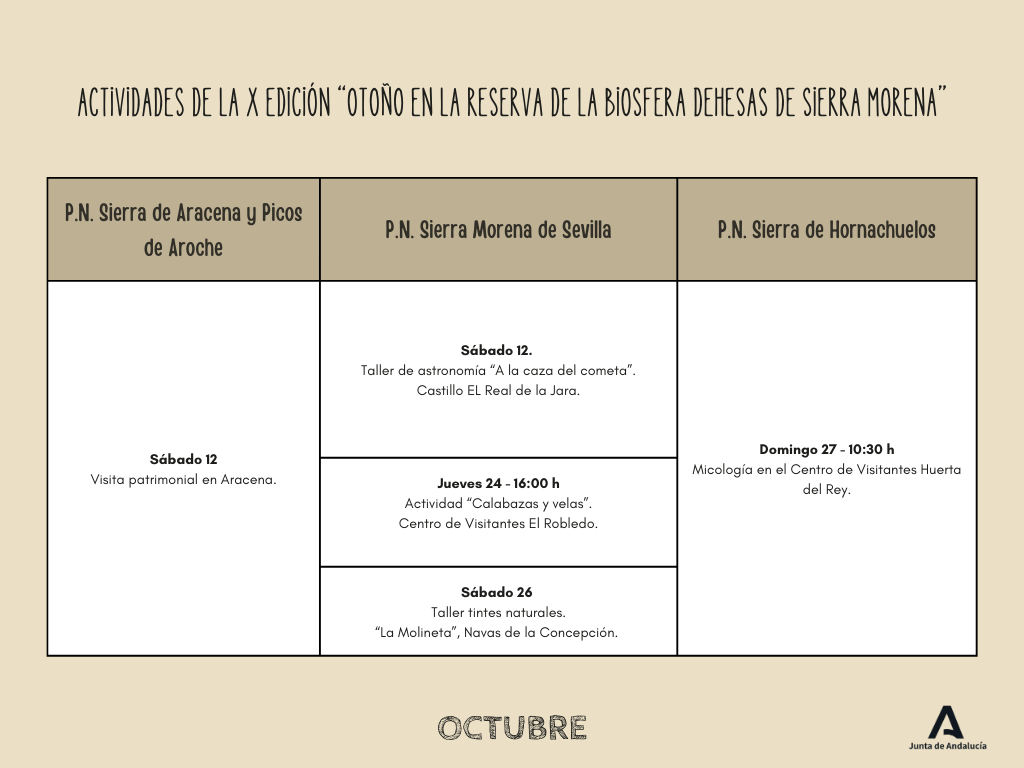 Cartel con las actividades