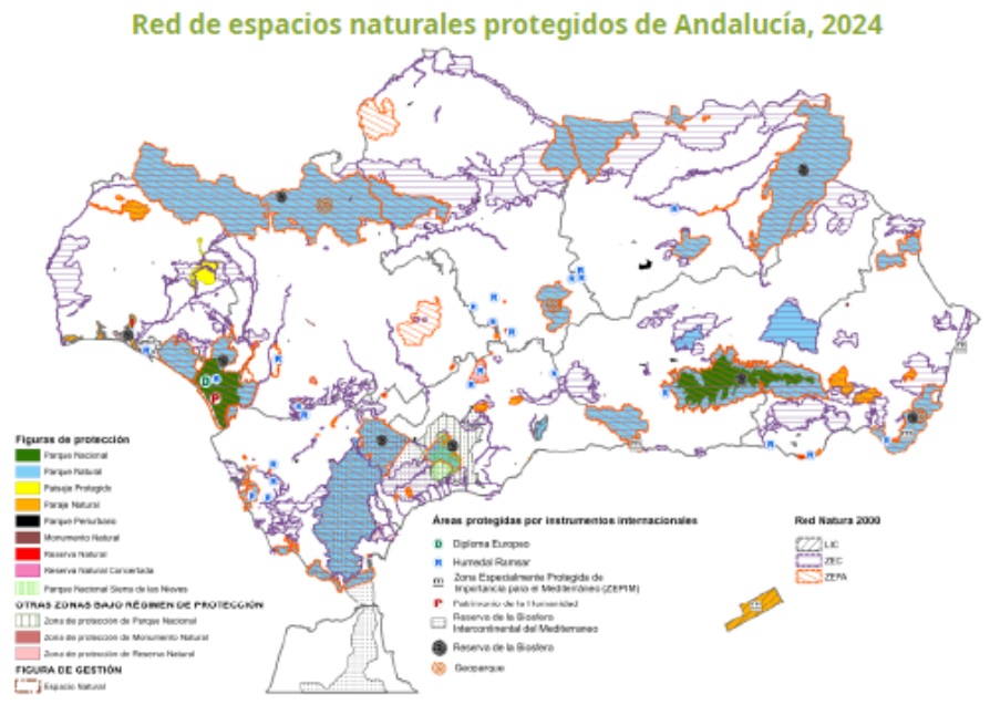 Red de espacios naturales protegidos de Andalucía, 2024