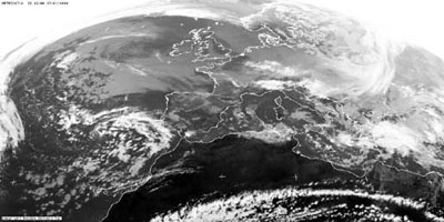 Mapas del tiempo e imagen meteosat correspondientes al 16 de enero de 2000.