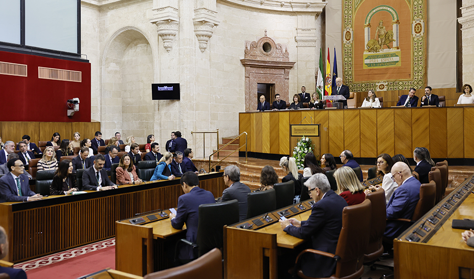 El presidente de la Cámara autonómica pide "ser protectores" del Estatuto de Autonomía y "respetar y hacer respetar" la Constitución Española.