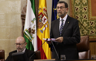 Manuel Gracia interviene ante el Pleno del Parlamento.
