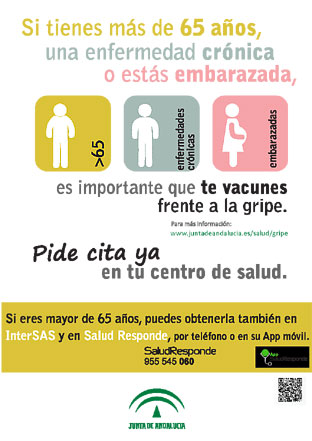 Cartel informativo de la campaña 2017 de la gripe en Andalucía.