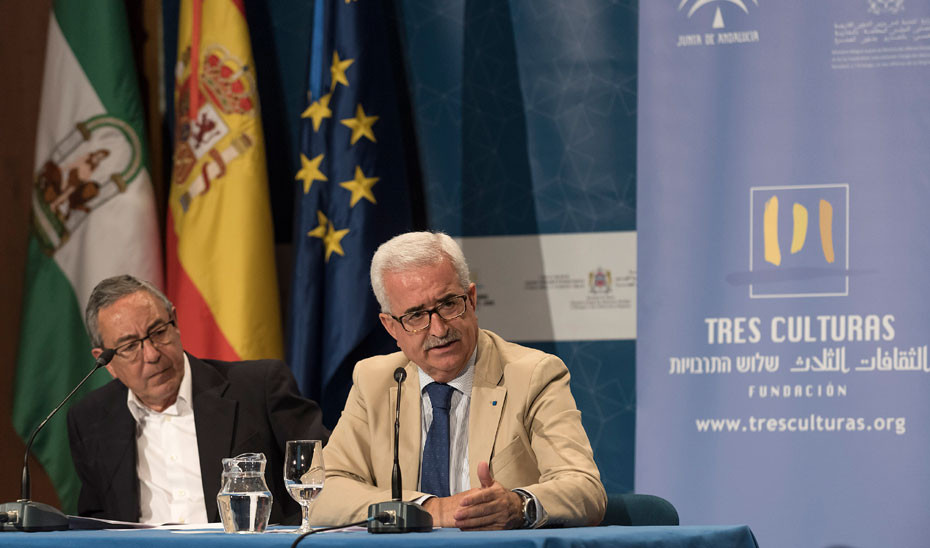 El vicepresidente de la Junta, durante la presentación del WOCMES 2018, que se celebrará en Sevilla.