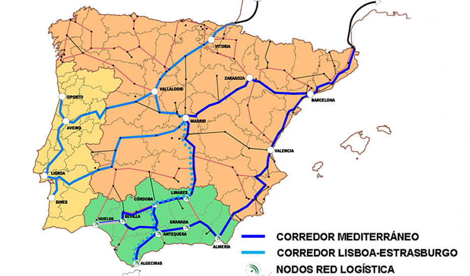 Los corredores Atlántico y Mediterráneo tienen como vértice el puerto de Algeciras.