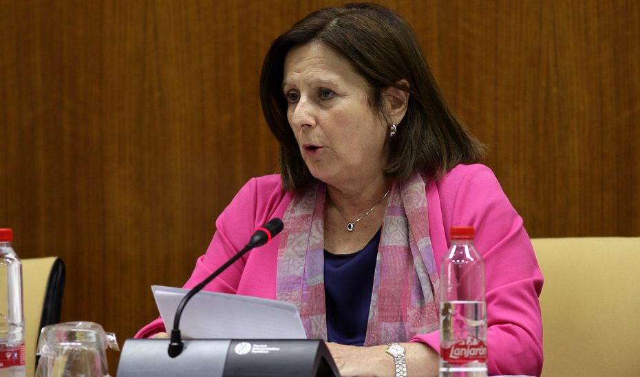 María José Sánchez Rubio, durante la Comisión de Igualdad y Políticas Sociales.