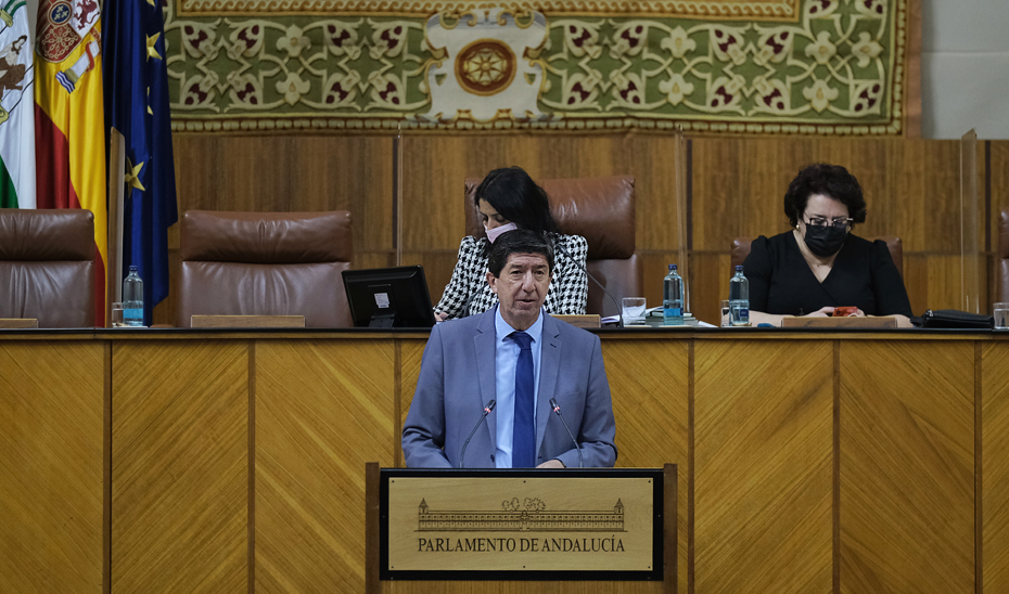 El vicepresidente de la Junta, Juan Marín, durante su intervención.