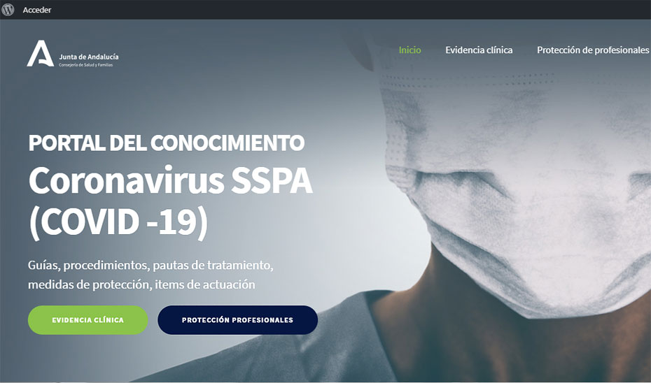 Nuevo portal de la Consejería de Salud sobre Covid-19 destinada a profesionales sanitarios.