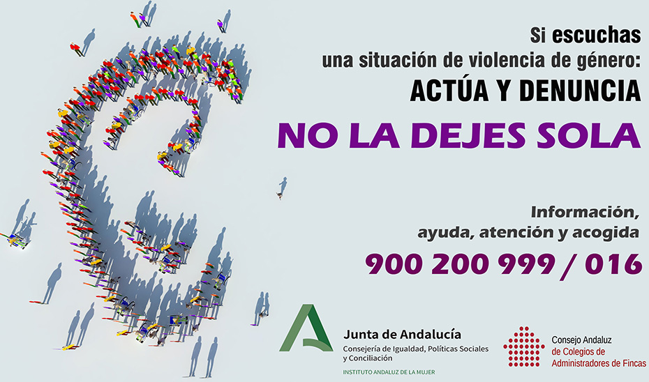 Cartel de la campaña impulsada por el IAM con los administradores de fincas contra la violencia machista en pleno confinamiento.