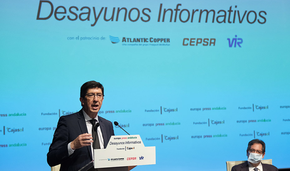 El vicepresidente andaluz, Juan Marín, durante su intervención.