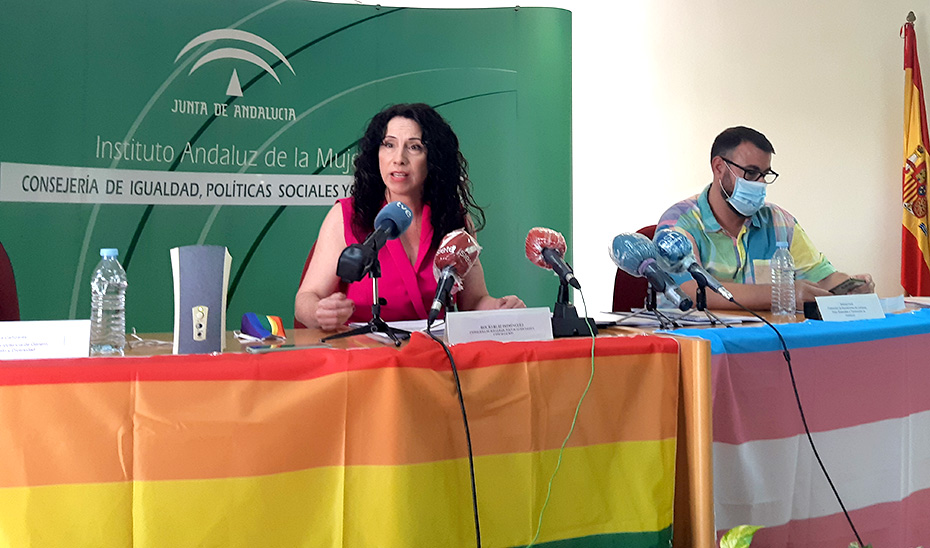 La consejera de Igualdad, Rocío Ruiz, durante la presentación del informe sobre la Lgtbifobia.