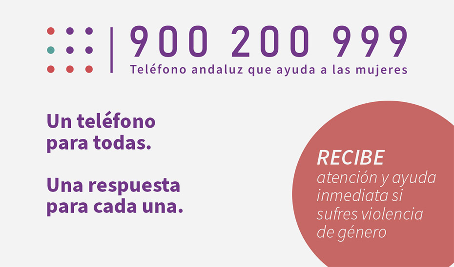 El teléfono de atención a las mujeres de la Junta de Andalucía funciona 24 horas al día, 7 días a la semana.