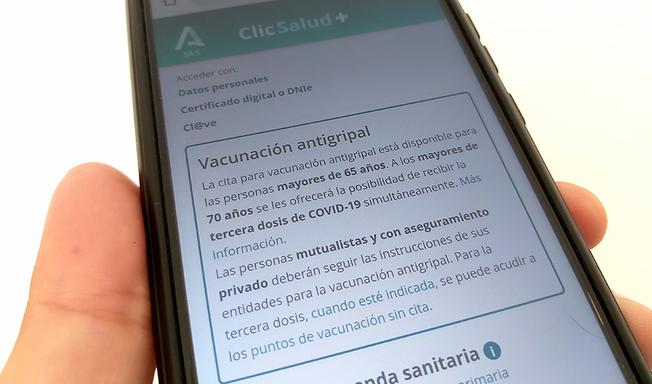 Pantalla de inicio de Clicsalud+ en un dispositivo móvil.