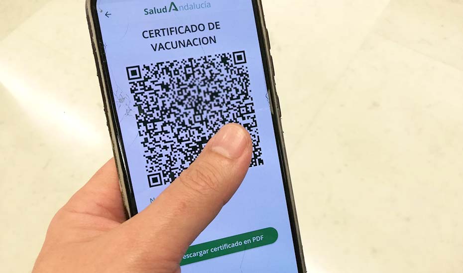 El código QR de un certificado Covid en la app Salud Andalucía.
