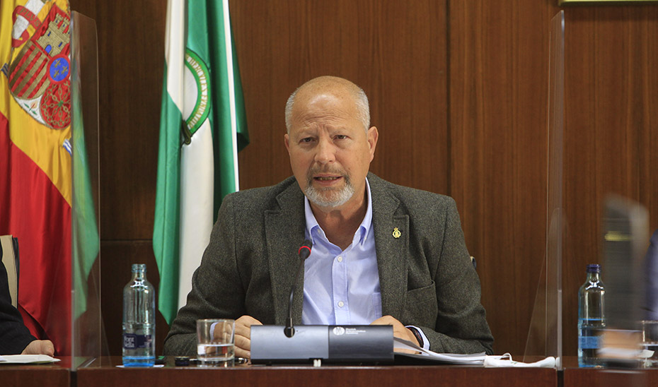 El consejero de Educación y Deporte, Javier Imbroda, durante la comisión parlamentaria.