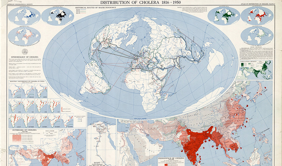 Atlas mundial que detalla la evolución del cólera durante siglo y medio.