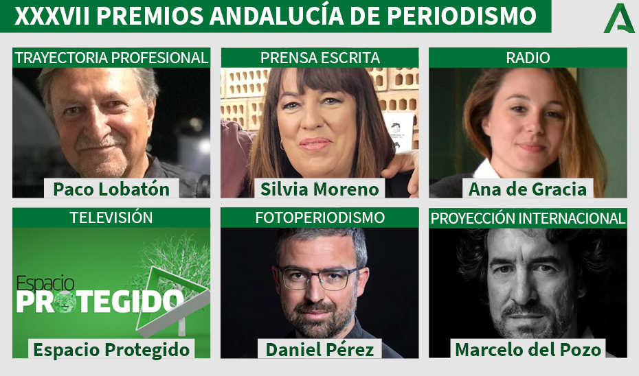 Galardonados con los XXXVII Premios Andalucía de Periodismo.