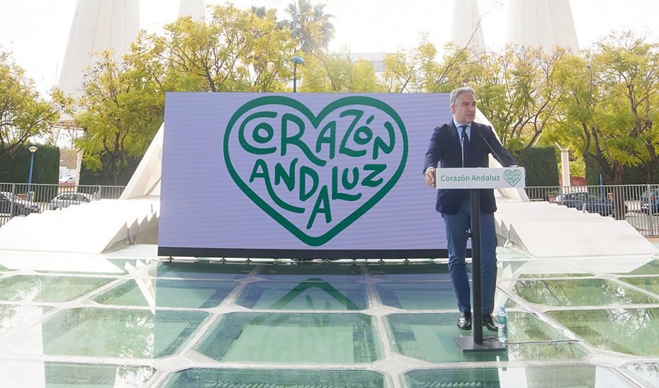 El consejero Elías Bendodo, durante la presentación de la marca \u0027Corazón Andaluz\u0027.