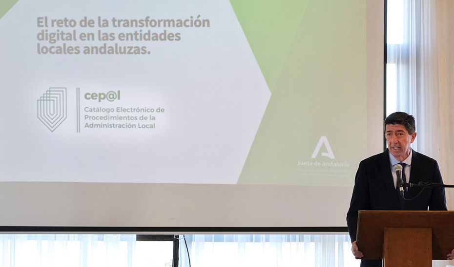 El vicepresidente de la Junta, Juan Marín, en la presentación de la herramienta cep@l en Antequera.