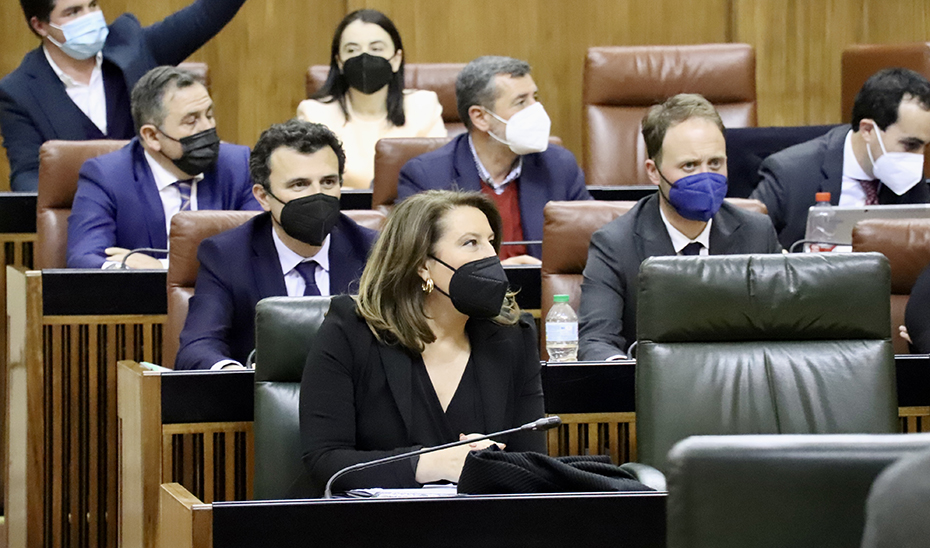 La consejera Carmen Crespo este miércoles en el Parlamento donde se ha convalidado el decreto ley que amplía las medidas contra la sequía.