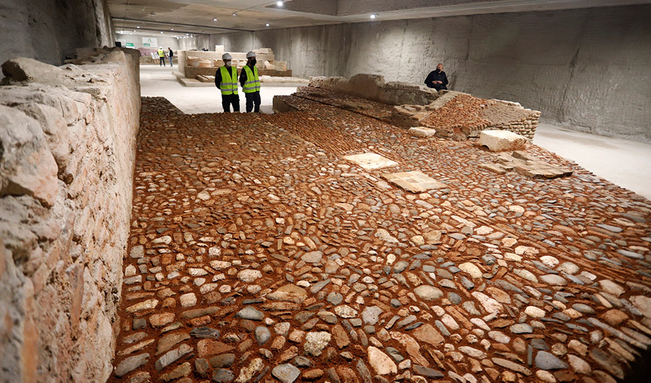 Restos arqueológicos hallados durante los trabajos del Metro de Málaga. 