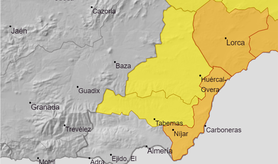 Aviso naranja tormentas en Almería.