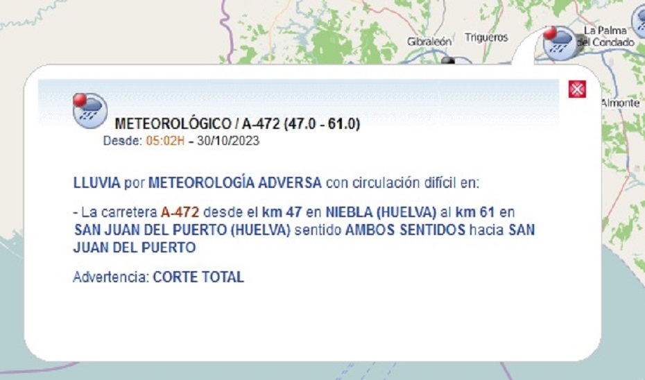 Imagen del artículo El Teléfono 112 coordina más de 30 incidencias por la lluvia en la provincia de Huelva