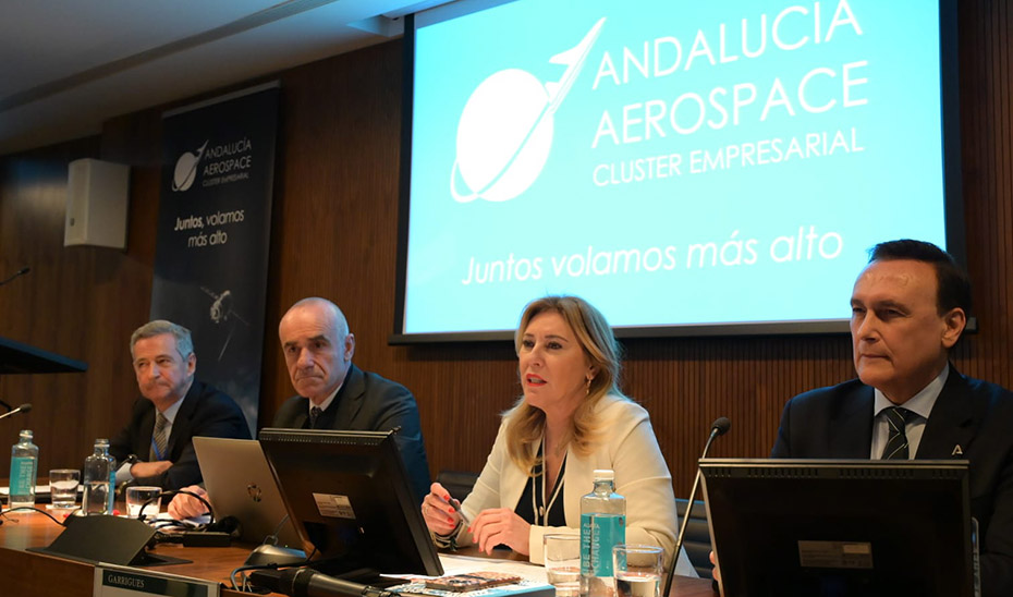 Acto de clausura la Asamblea General de Andalucía Aerospace celebrado en Sevilla.