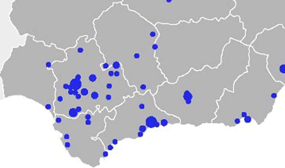 Distribución municipal de las empresas gacela según el Informe Cotec.