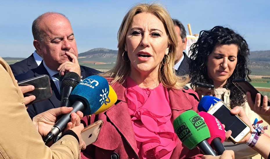 
			      La consejera de Economía, Carolina España, atiende a los medios de comunicación.			    
			  