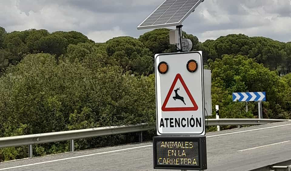 Detalle de uno de los dispositivos para prevenir el atropello de linces.