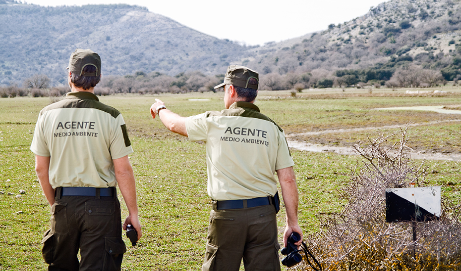 Dos agentes de medio ambiente en el campo