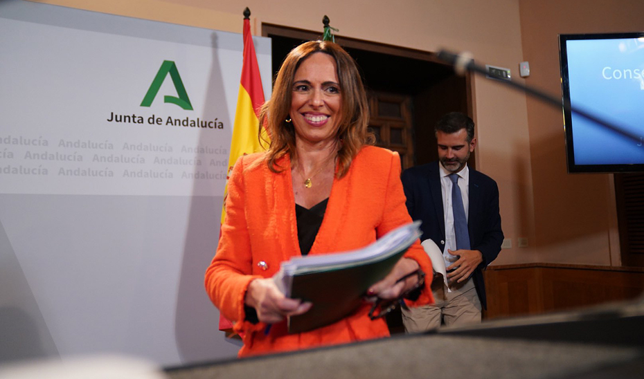 La consejera Rocío Díaz en la rueda de prensa posterior al Consejo de Gobierno que aprobó los avales a las hipotecas de los jóvenes. (Imagen de archivo)