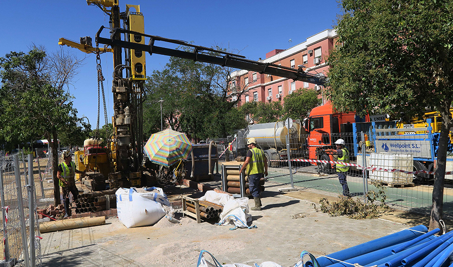 Obras de la Línea 3 Norte del Metro de Sevilla.