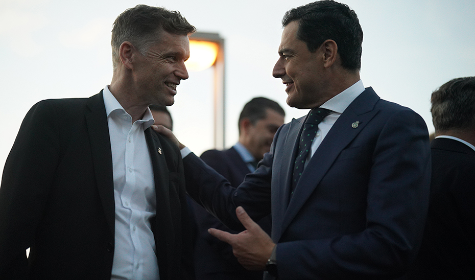 Juanma Moreno, junto a Bruno Marchand, presidente de la Organización de Ciudades Patrimonio de la Humanidad.