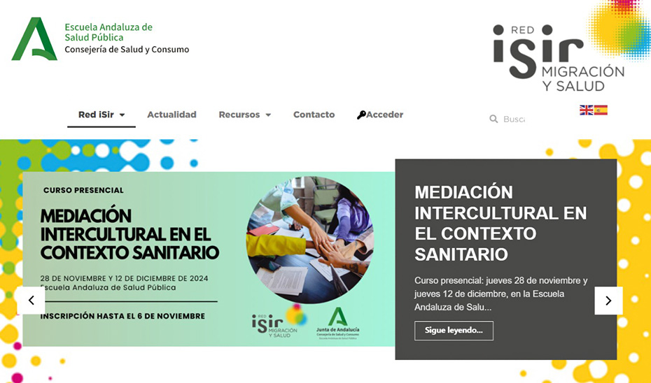 Información sobre el Curso de mediación intercultural en el contexto sanitario, publicada en la web de la Escuela Andaluza de Salud Pública.