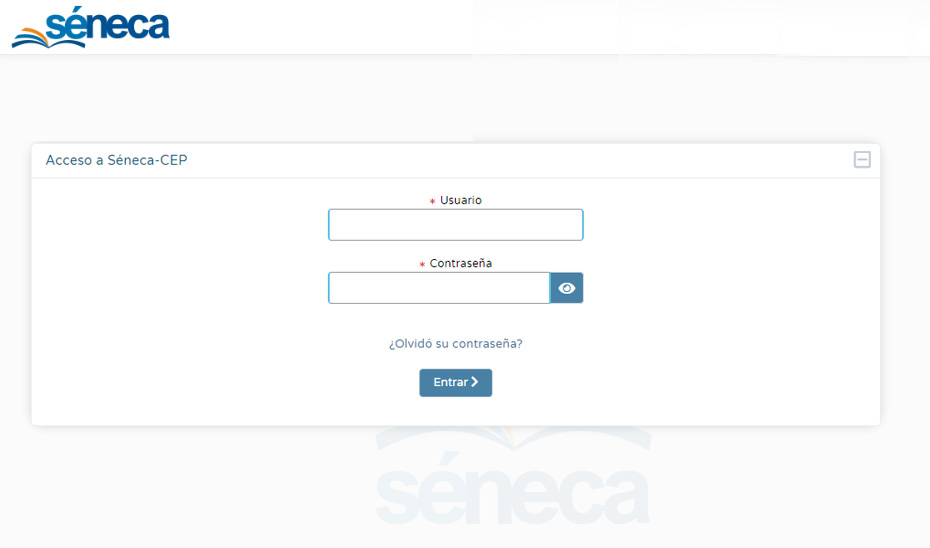 Interfaz de Séneca, el software educativo de la Junta de Andalucía.