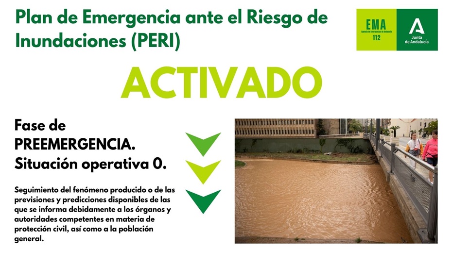 El Plan de Emergencia Ante el Riesgo de Inundaciones (PERI) continúa activado en fase de preemergencia, situación operativa 0