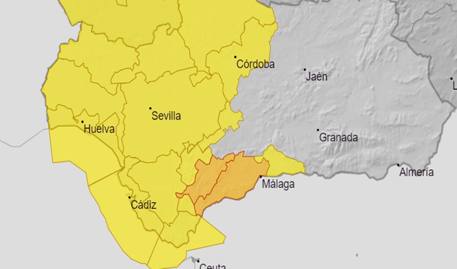 Mapa meteorológico con los avisos activos mañana lunes.
