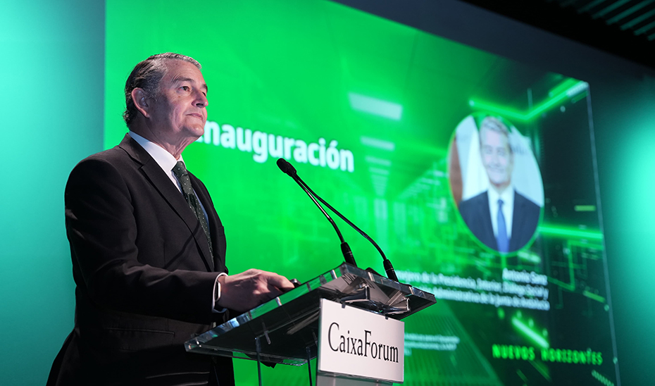 
			      El consejero de la Presidencia, Antonio Sanz, durante su intervención en el evento anual corporativo de Sandetel, la Sociedad Andaluza para el De...
			  