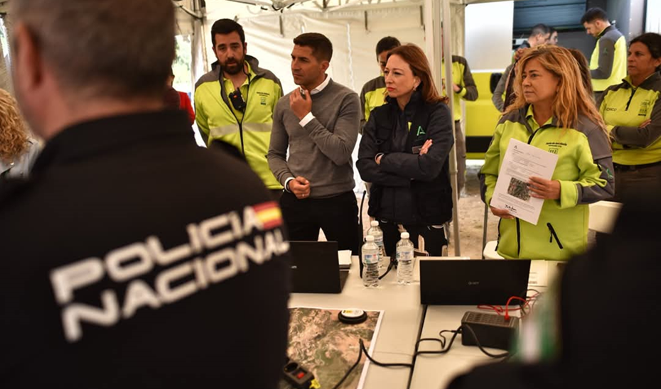 La delegada del Gobierno de la Junta en Málaga, Patricia Navarro, durante el simulacro.