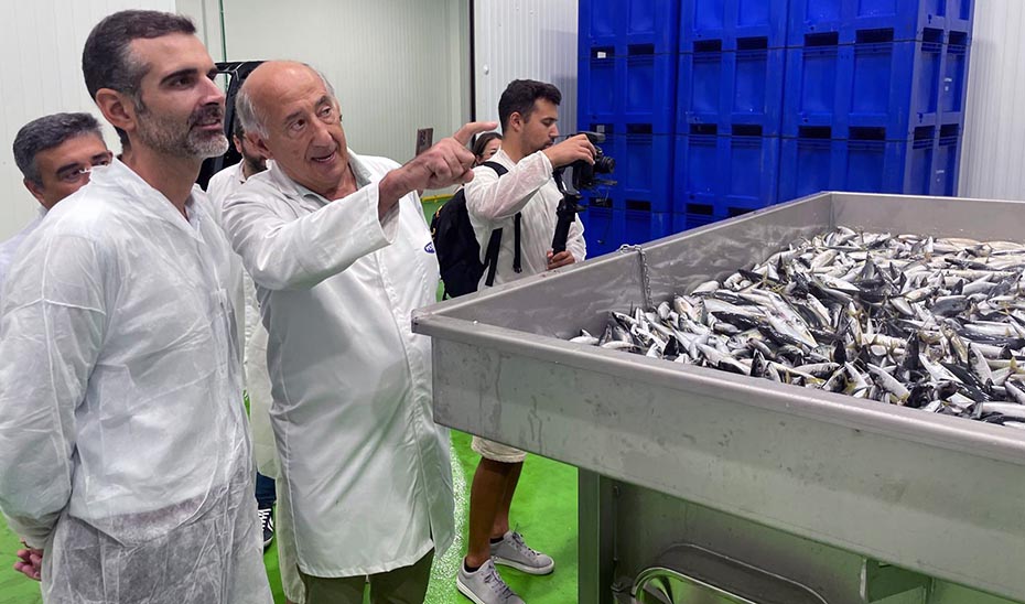
			      El consejero de Agricultura, Pesca, Agua y Desarrollo Rural, Ramón Fernández-Pacheco, durante la visita a la conservera Pesasur, en Ayamonte (Hue...
			  