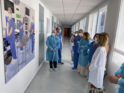 Las ilustraciones retratan la labor diaria de los profesionales que asisten y cuidan al paciente en el área quirúrgica