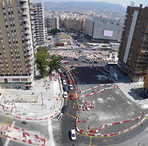 Estado actual de las obras del tramo Renfe-Guadalmedina del metro de Málaga.